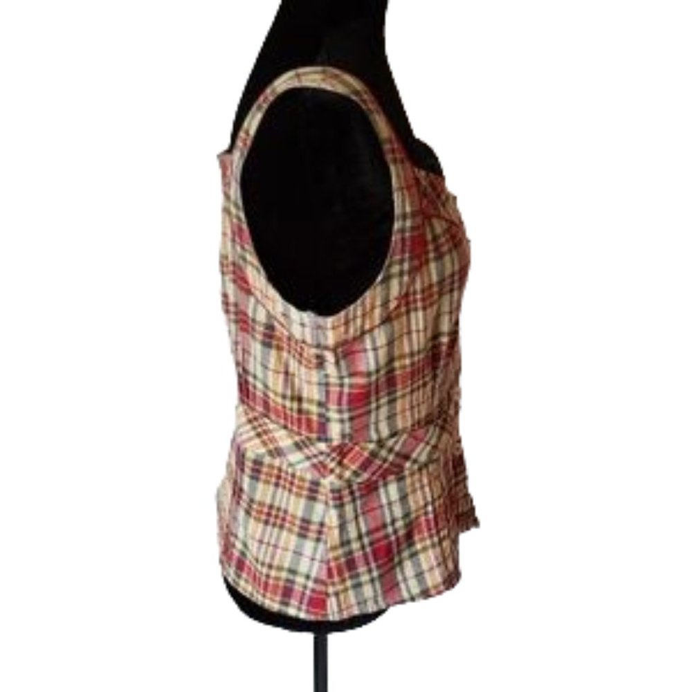 Tommy Hilfiger | Plaid button down pleated tank L - Picture 7 of 11